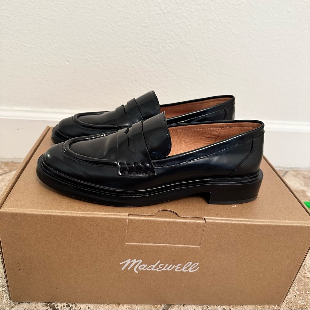 Madewell black chunky loafers in leather
